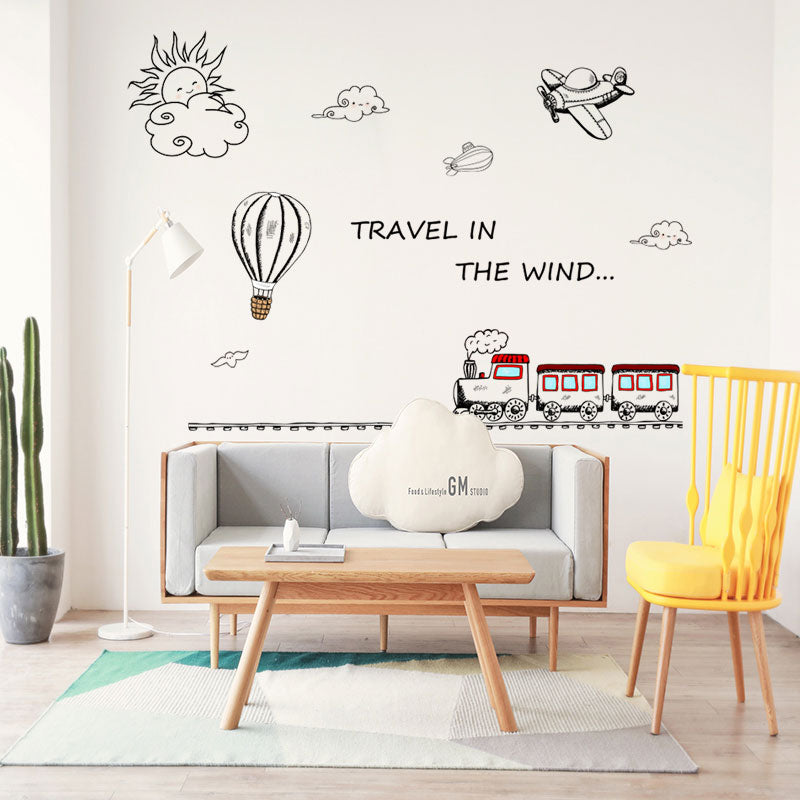 Miico FX82032 2PCS Cartoon Wall Stickers Small Train Painting Sticker Children's Room And Kindergarten Decoration Sticker