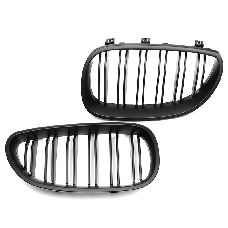Pair New Matte Black Front Grill Grille Kidney For BMW E60 E61 5 Series M5 03-09