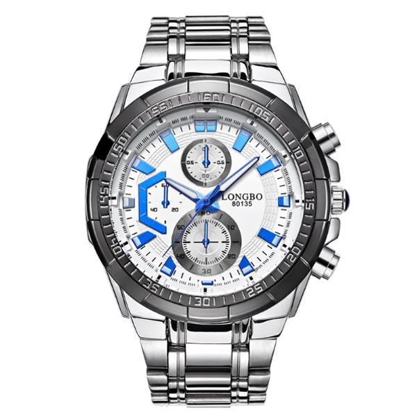 LONGBO 80135 Military Style Men Quartz Watch Luxury Stainless Steel Wristwatch