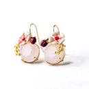 Sweet Earring Enamel Flower Ladybug Round Gem Short Drop Earring Z9G3