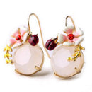 Sweet Earring Enamel Flower Ladybug Round Gem Short Drop Earring Z9G3