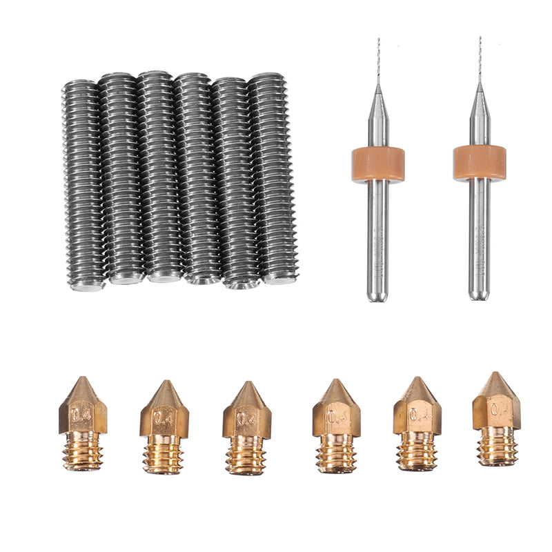 M6*30mm Throat with Teflon Tube + 0.4mm 1.75mm Brass Nozzle With Cleaning Drill Bit DIY Kit