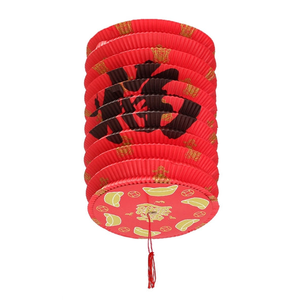 10 PCS Chinese"Fu"Reunion Hanging Red Paper Lamp Lantern New Year Festival Decor