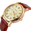 Wecin 9003 PU Leather Roman Number Band Analog Quartz Couples Watch