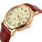 Wecin 9003 PU Leather Roman Number Band Analog Quartz Couples Watch