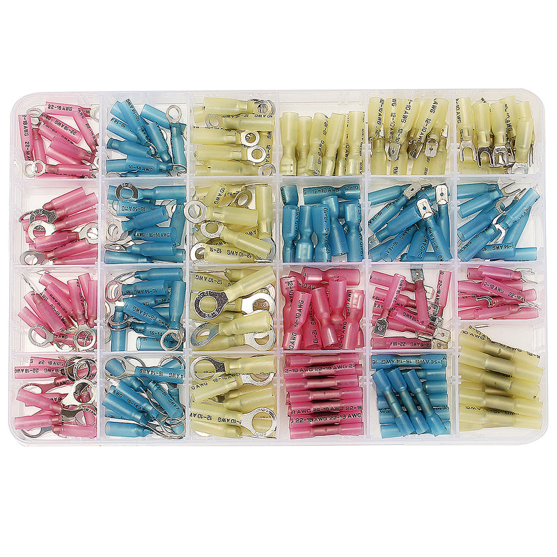 Soloop 250Pcs Heat Shrink Wire Connector Waterproof Kit Automotive Crimp Terminals Set