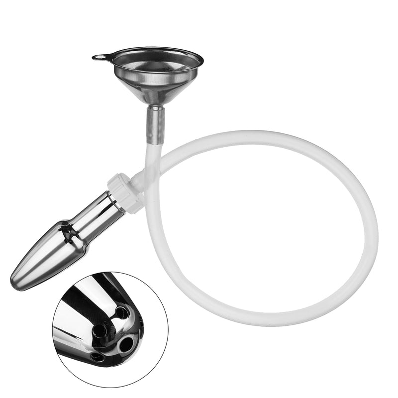 Anal Stainless Steel Funnel Filler Enema Silicone Hose Rectum Cleaner Insert Stopper Armarium Medical Equipment