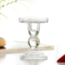 Clear Glass Pillar Candle Holder, Dual Use Taper Candle Stand for Pillar or E7Z3