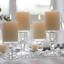 Clear Glass Pillar Candle Holder, Dual Use Taper Candle Stand for Pillar or E7Z3