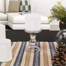 Clear Glass Pillar Candle Holder, Dual Use Taper Candle Stand for Pillar or E7Z3