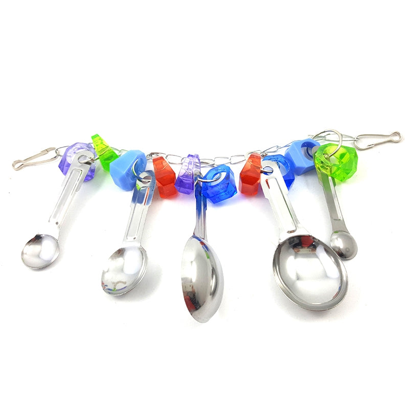Bird Toys Swing Parrot Cage Spoon Bell Hanging Climb Pet Parrot Toys Cockat