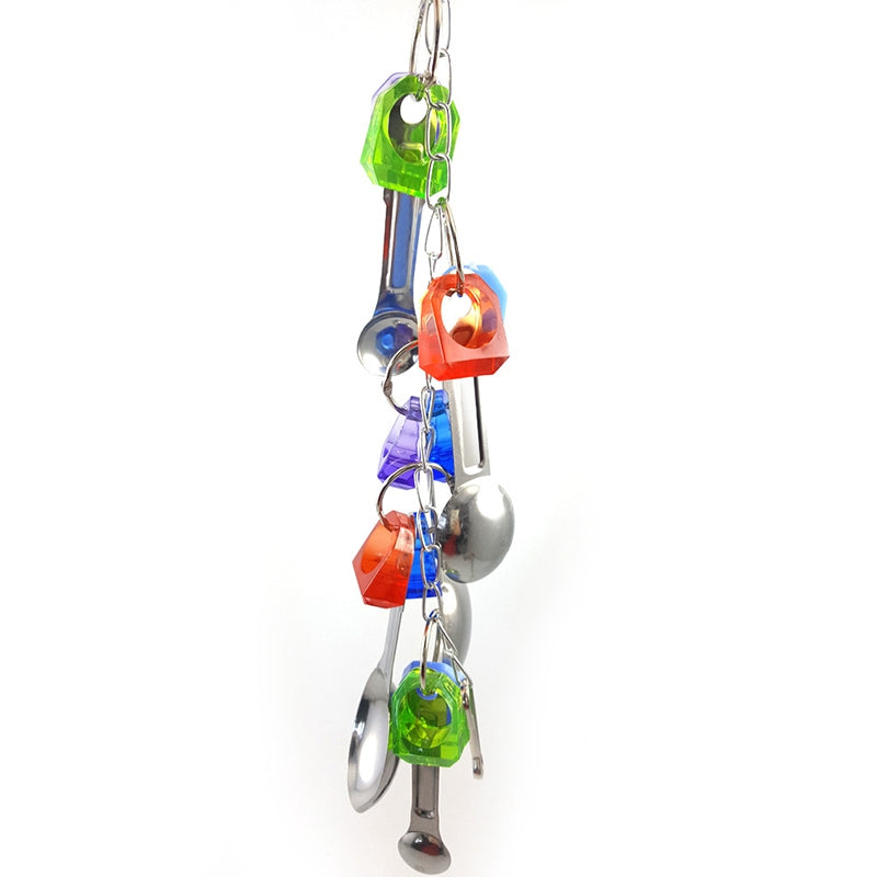 Bird Toys Swing Parrot Cage Spoon Bell Hanging Climb Pet Parrot Toys Cockat