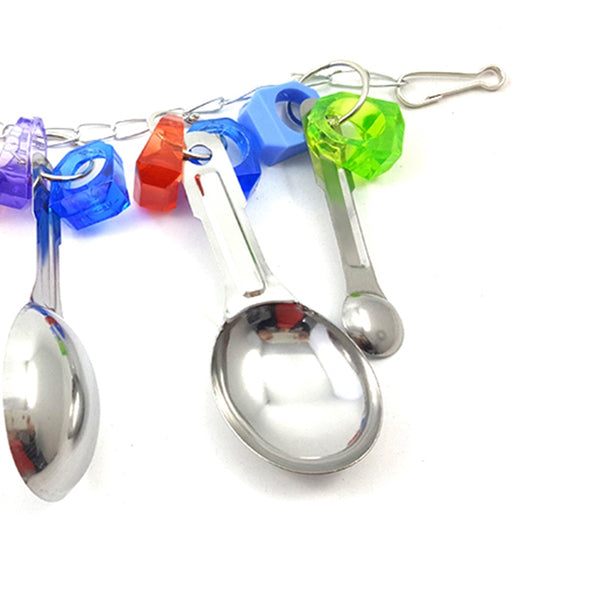Bird Toys Swing Parrot Cage Spoon Bell Hanging Climb Pet Parrot Toys Cockat