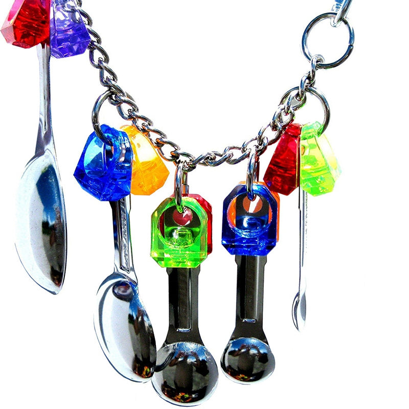 Bird Toys Swing Parrot Cage Spoon Bell Hanging Climb Pet Parrot Toys Cockat