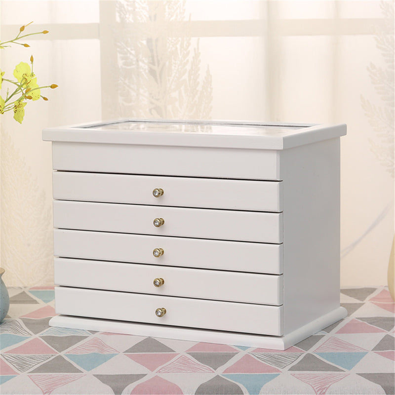 Luxury Multi-Layer High Gloss Wooden Jewelry Box Stylish Retro Storage Jewelry Box