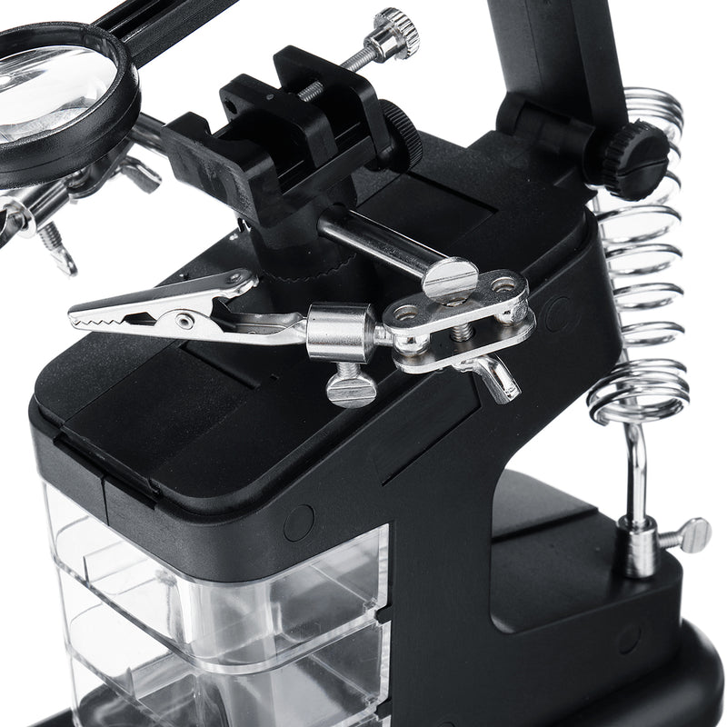 3X 4.5X 10 LEDs Soldering Iron Magnifier Welding Magnifying Glass Tool W/3 Boxes