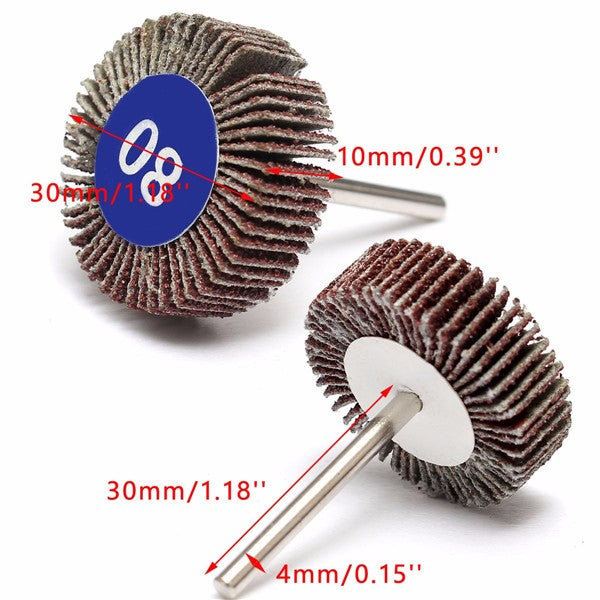 5pcs 80 Grit 4mm Shank Grinding Sandpaper Flap Wheel Sanding Discs For Rotary Tools