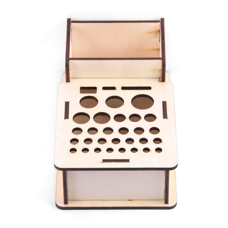 Wooden Storage Box Studio Modeling Tools Paint Brushes Holder Rack Display  Q4N3