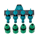 Universal 4 Way Garden Hose Splitter Tap Manifold for 1/2" 3/4" 1" Garden Faucet Shut Off Connector Water Pipe Divider Hose Quick Adapter Outdoor Irrigation
