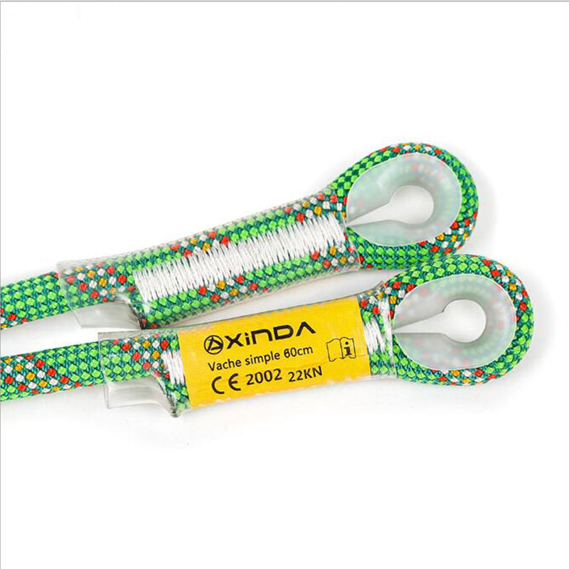 Xinda 10.5mm 80/100/120/150cm Professional Rock Climbing Rope Supplies High Altitude Anti Fall Off Protective Safety Belt Cowstail High Strength Wearable Life Rope
