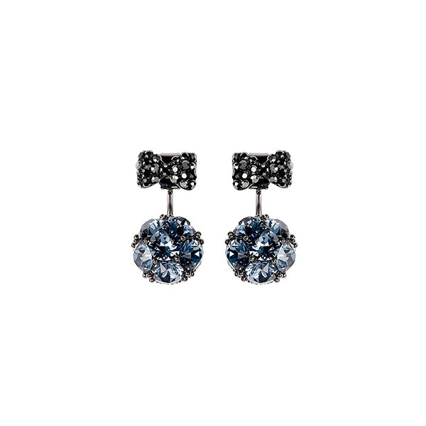 Sweet 925 Sterling Silver Earrings Full Rhinestone Bowknot Ball Stud Earrings for Women