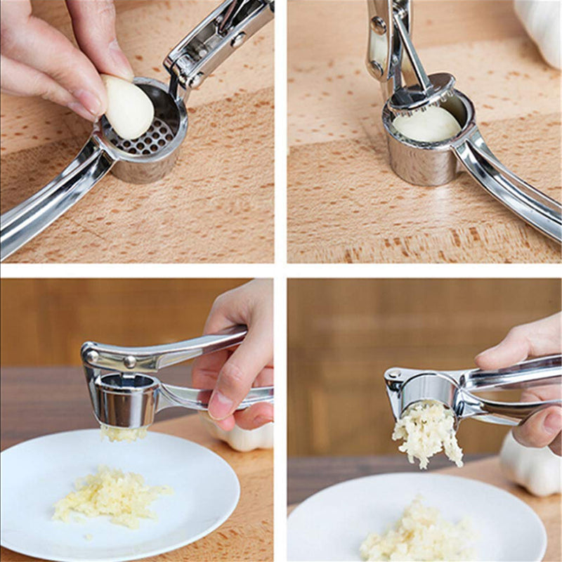 4-in-1 Multi-functional Extra Large Garlic Press Walnut Bottle Opener Home Hand Presser Manual Tools