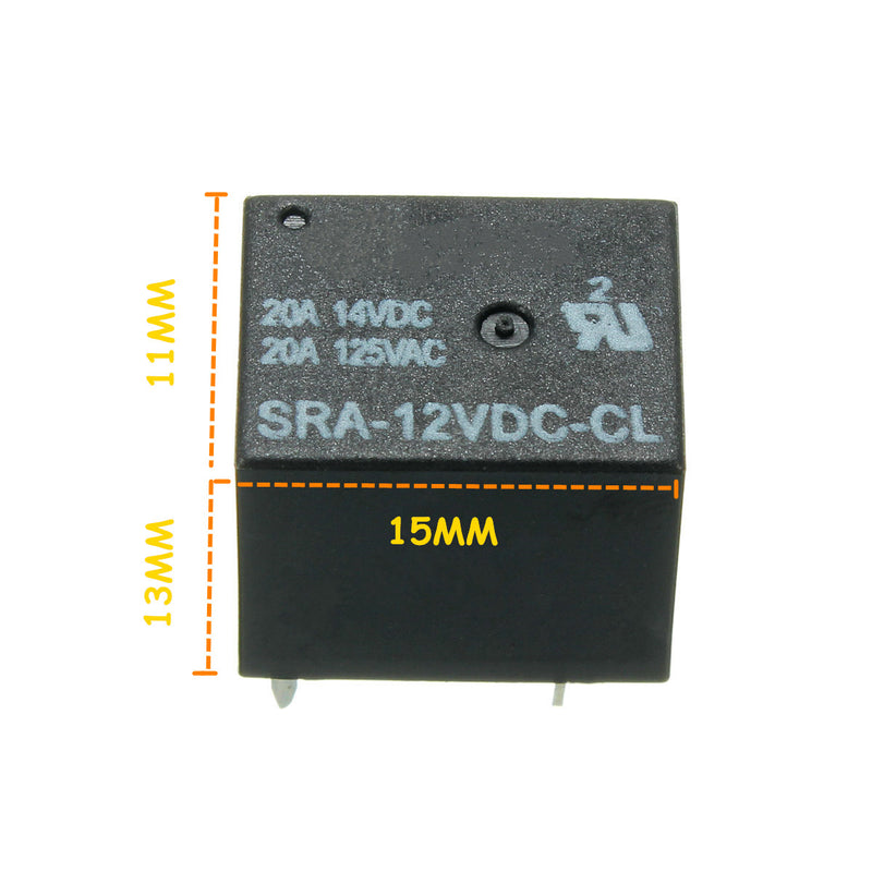 5pcs 5 Pin Relay 12V DC 20A Coil Power Relay SRA-12VDC-CL