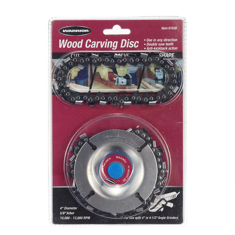 4 Inch Grinder Chain Disc with 2pcs Chain 5/8 Inch Arbor 22 Tooth Wood Carving Disc for 100/115 Angle Grinder