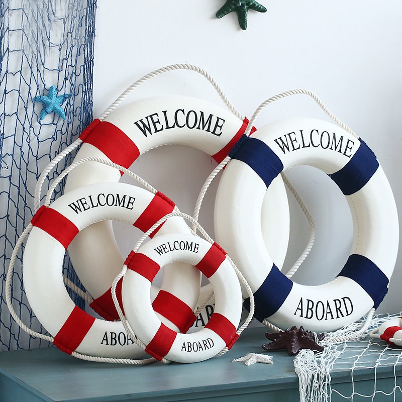 Mediterranean Style Welcome Aboard Decorative Life Buoy Home Decor