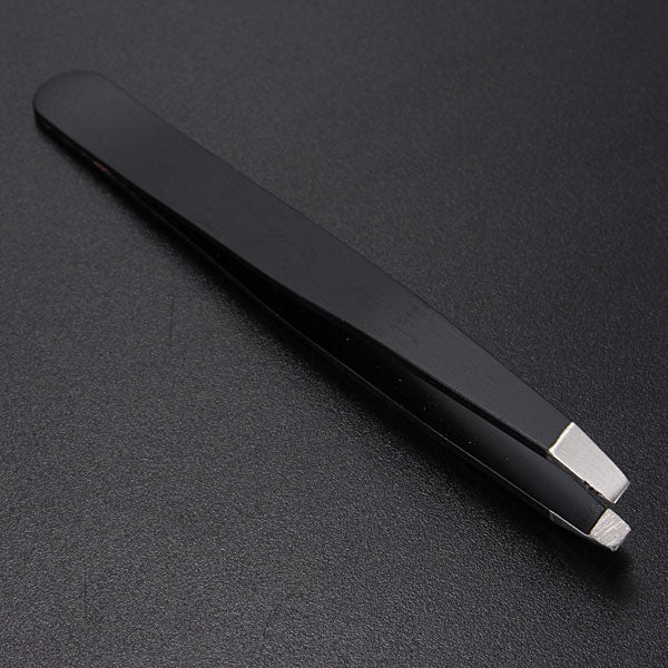 Stainless Steel Black Slanted Tip Tweezer Clip Tools