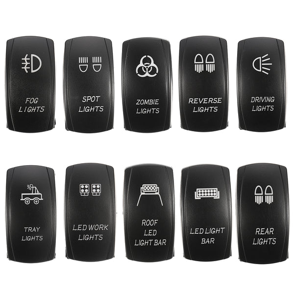 Car Boat Marine Waterproof Dual Red 5 Pins LED Light RV Laser Rocker On-Off Driving Switch