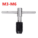 Drillpro T-handle Screw Tap Handle M3-M6 M5-M8 M6-M12 Tap Wrench Chuck Type Hand Tapping Tool