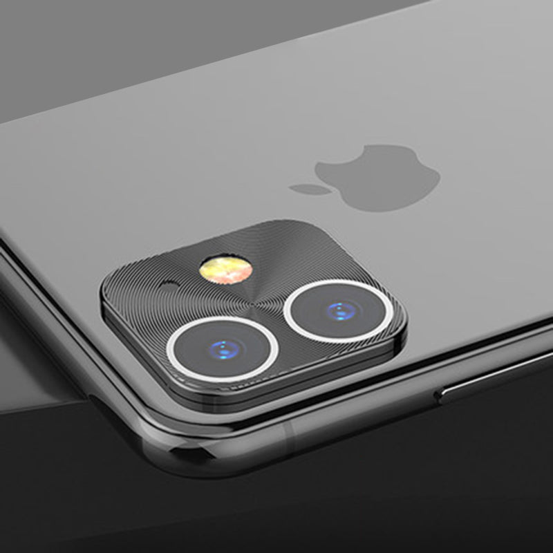 Bakeey HD Clear Tempered Glass Phone Lens Protector + Black Metal Circle Ring Phone Lens Protector for iPhone 11 6.1 inch