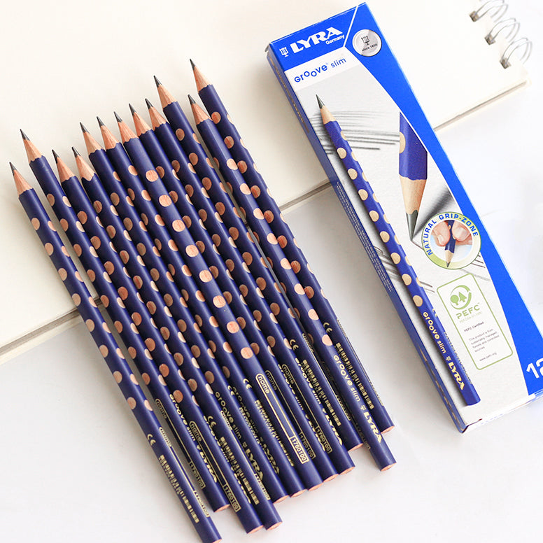 Lyra 1760102 12 Pcs/Set Wooden Sketch Pencils Groove Slim Hole Correction Writing Posture Grip Position Painting Drawing Pencil HB 2B 2H