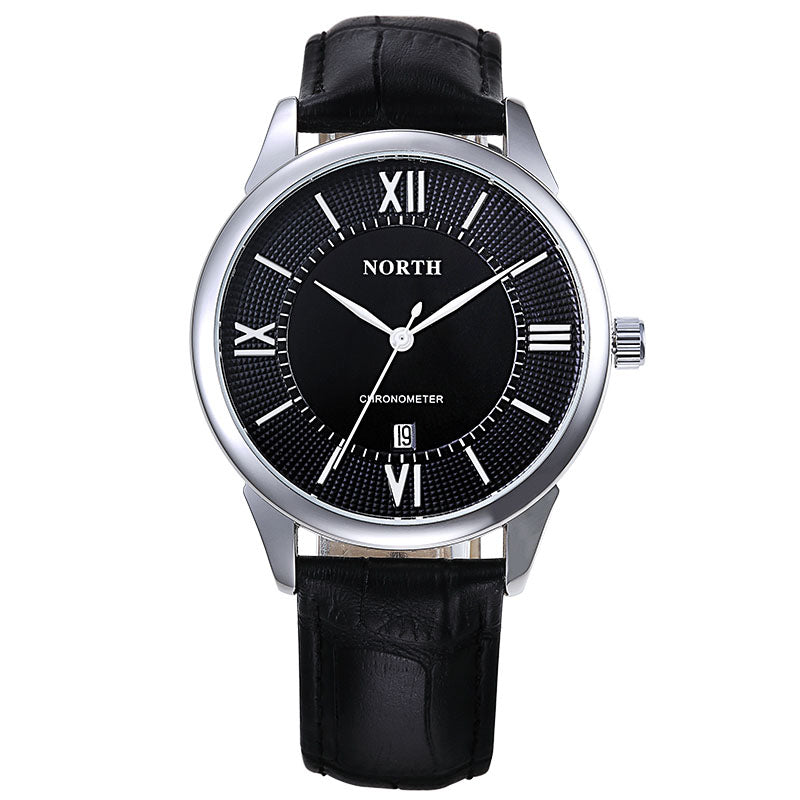 NORTH 6019 Men Watch Business Leather Strap Simple Dial Male Quartz Wrist Watch