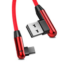 CAFELE Nylon Weave L-type Type-C 2.1A LED Lighting Fast Charging Data Cable for Samsung Xiaomi