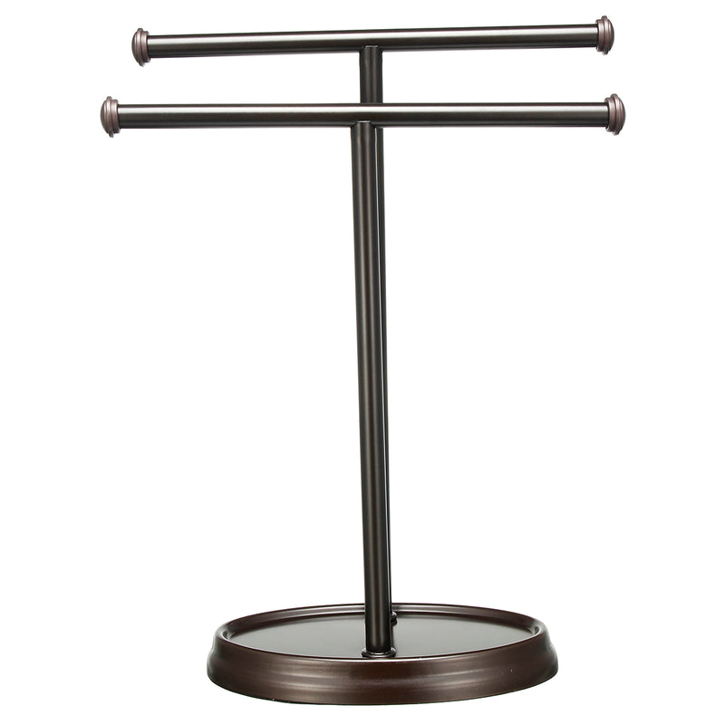 2 Tier Bar Towel Holder Freestanding Drying Rack Hanger Storage Shelf Bathroom