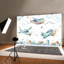 5x3FT 7x5FT 9x6FT Cartoon Cloud Sky Plane Town Photography Backdrop Background Studio Prop - 0.9x1.5m