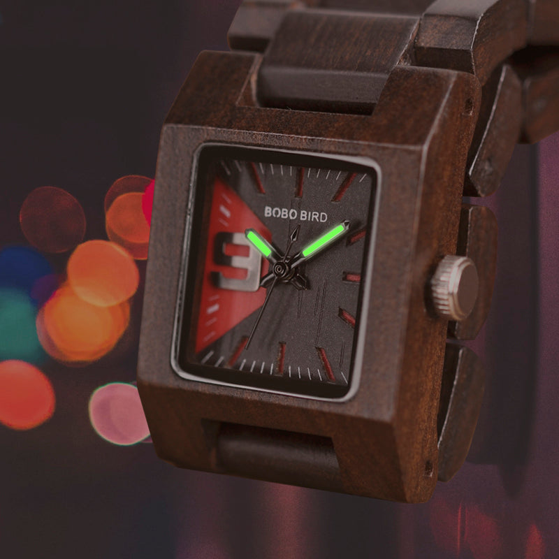 BOBO BIRD S02 25mm Small Square Dial Women Wrist Watch Wooden Quartz Watch