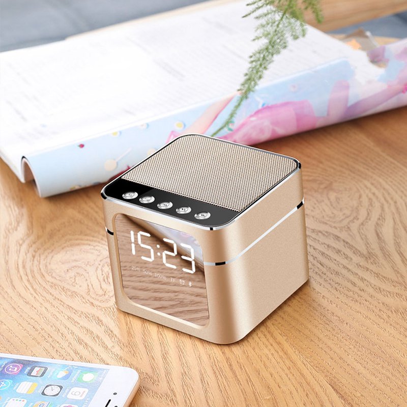 Bakeey Q5 Wireless bluetooth Speaker Digital Alarm Clock LED Display TF Card Handsfree Speaker
