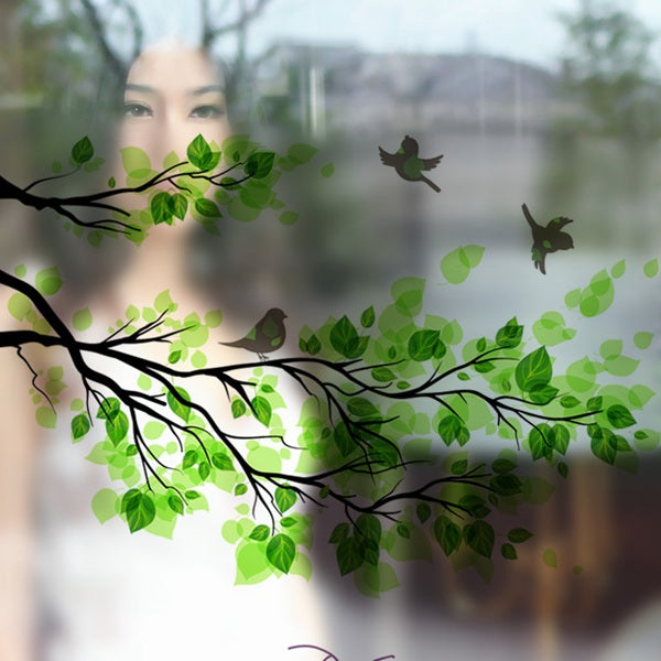 60x58cm Frosted Opaque Glass Window Film Tree And Bird Privacy Glass Stickers Home Decor