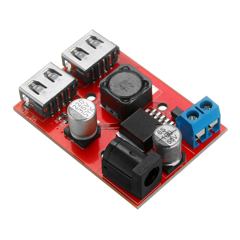 5pcs LM2596S Dual USB port 9V/12V/24V/36V to 5V DC-DC Step Down Buck Car Charger Solar 3A Power Supply Module