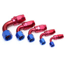 90 Degree Car Swivel Hose End For Braided Nylon Red Blue Aluminum