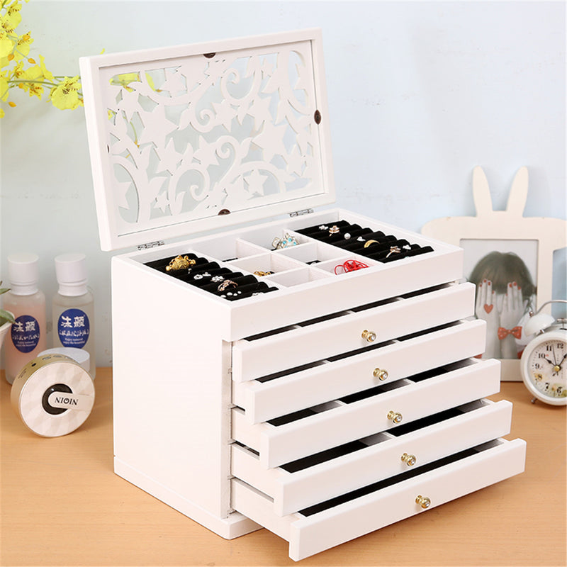 Luxury Multi-Layer High Gloss Wooden Jewelry Box Stylish Retro Storage Jewelry Box