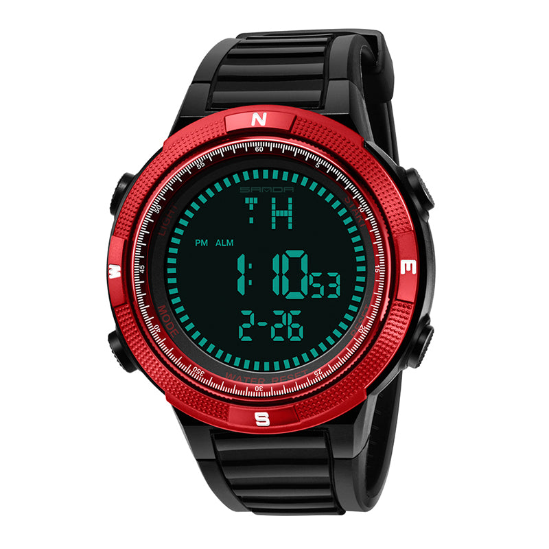 SANDA 360 Digital Watch Men Fashion Silicone Strap Calendar Luminous Display Outdoor Sport Watch