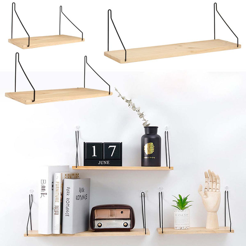 Wall Shelf Wood Iron Hanging Holder Storage Wall Mount Rack Home Display Decorations