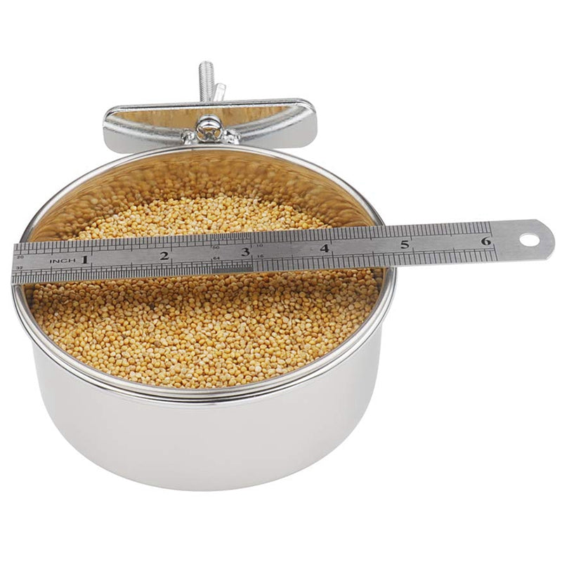 2-Pack Bird Parrot Feeding Cups with Clamp Stainless Steel Food Water Bowls