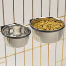 2-Pack Bird Parrot Feeding Cups with Clamp Stainless Steel Food Water Bowls