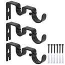 3Pcs/Set Curtain Rod Brackets Heavy Duty Double Rod Holders Durable Metal C