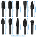 Drillpro 20PCS Drill Bit Set 10PCS Router Bits Woodworking File Rasp Drill Bit 1/8 Inch Shank and 10PCS Router Burrs Embossed Grinding Head 1/4 Inch Shank for DIY Woodworking Carving Drilling